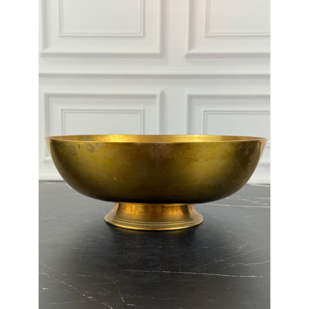 VTG 1970s Korean Footed Pedestal 8.5" Brass Compote Fruit Serving Bowl